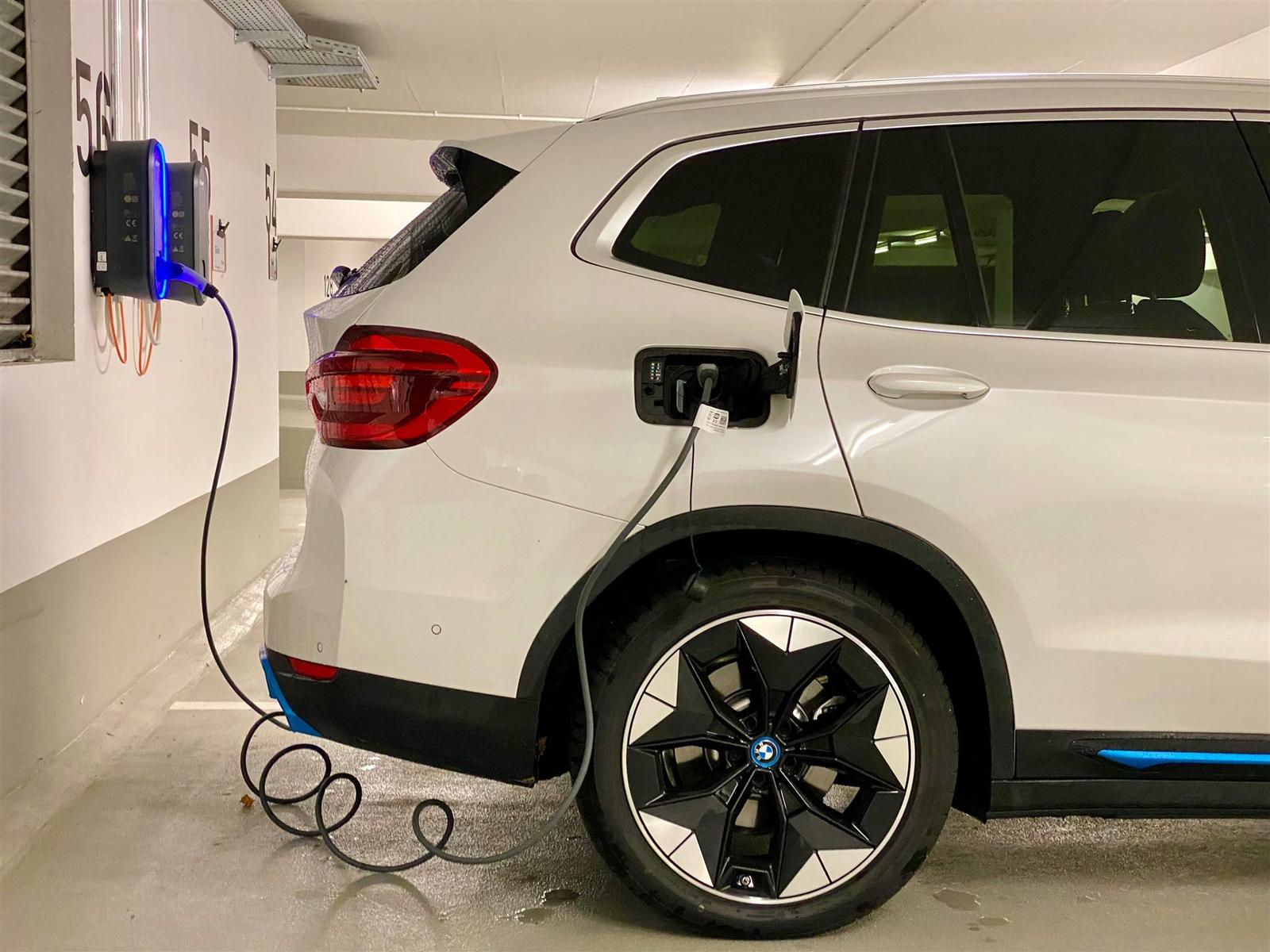 Home EV wall charger installed in a garage
