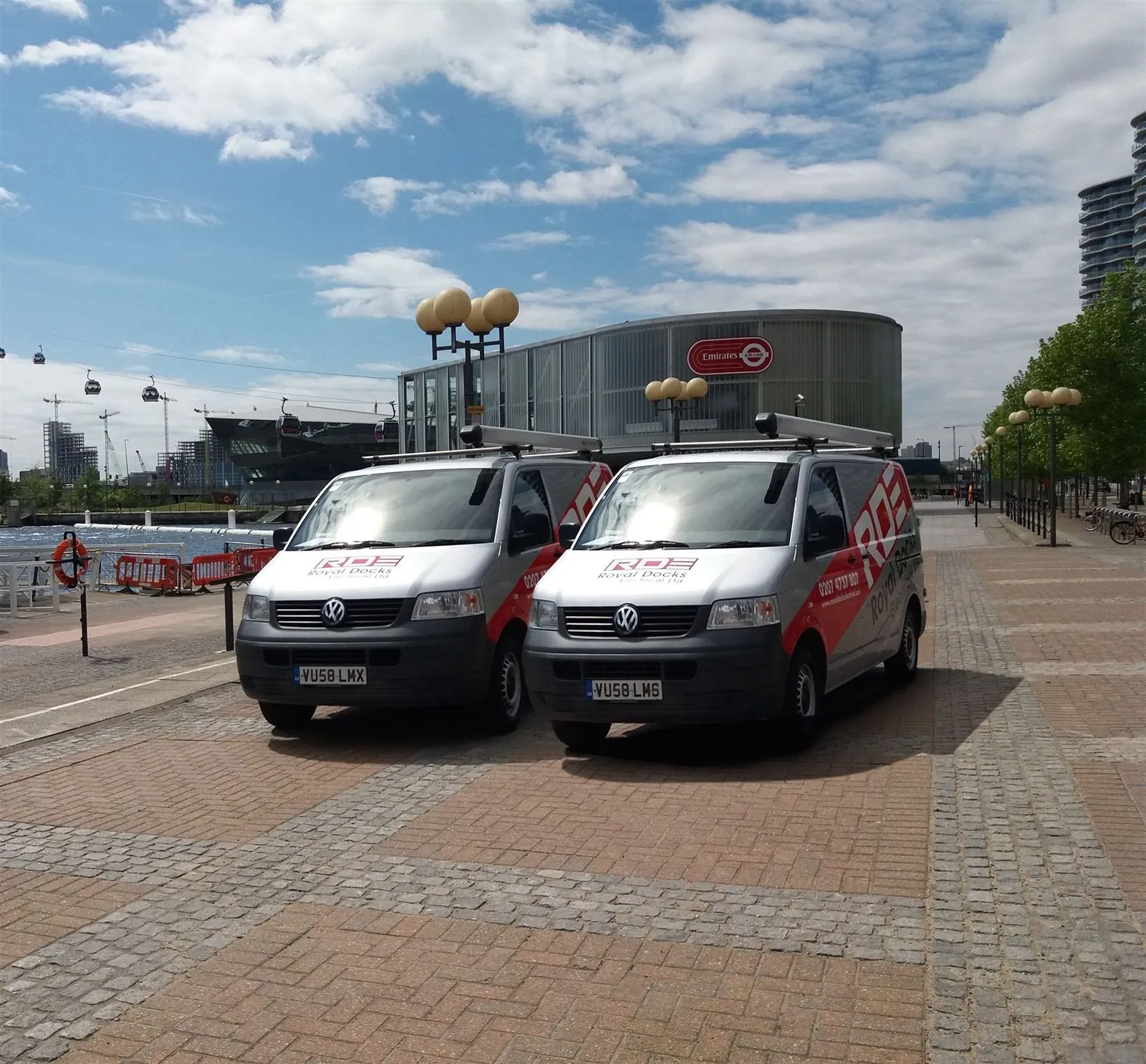 Royal Docks Electrical vans on an East London street