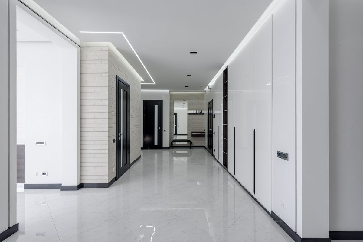 LED lighting installed in a commercial corridor