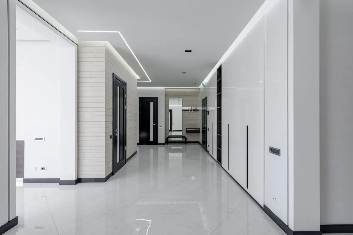 LED lighting installed in a commercial corridor