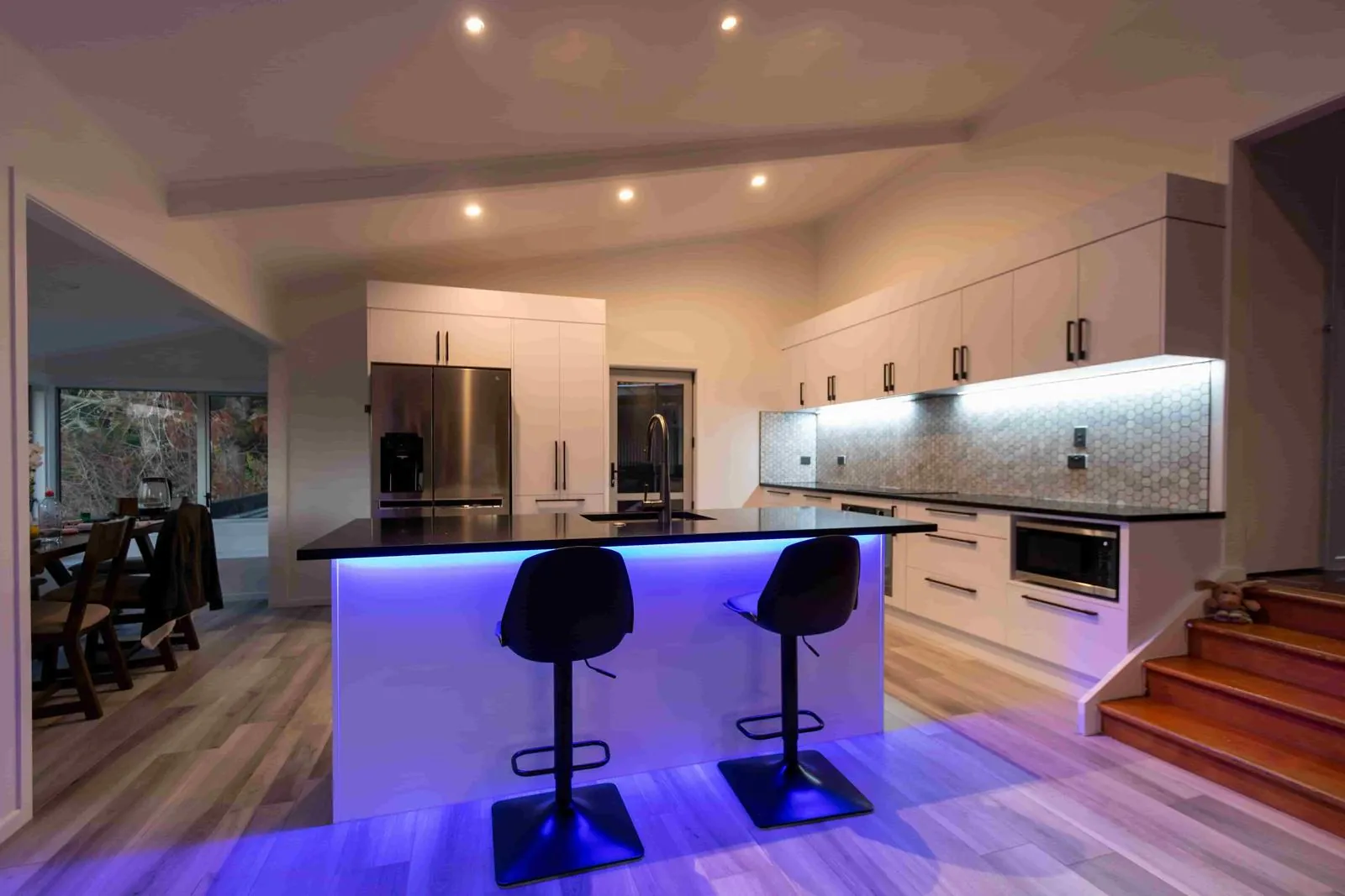 LED strip lighting installed in a kitchen