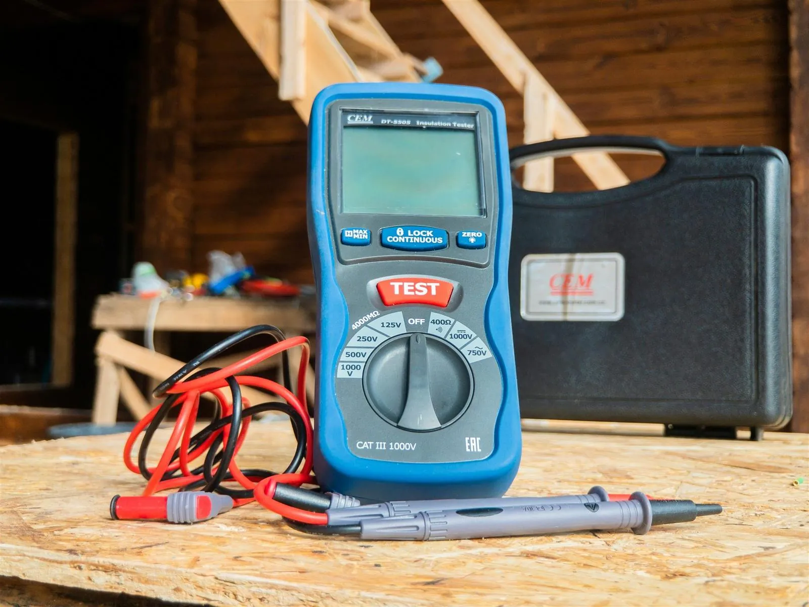 Insulation resistance tester in use during an inspection